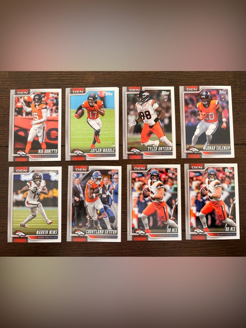 TOPPS DENVER BRONCOS Set of 7 Football Trading Cards MINT
